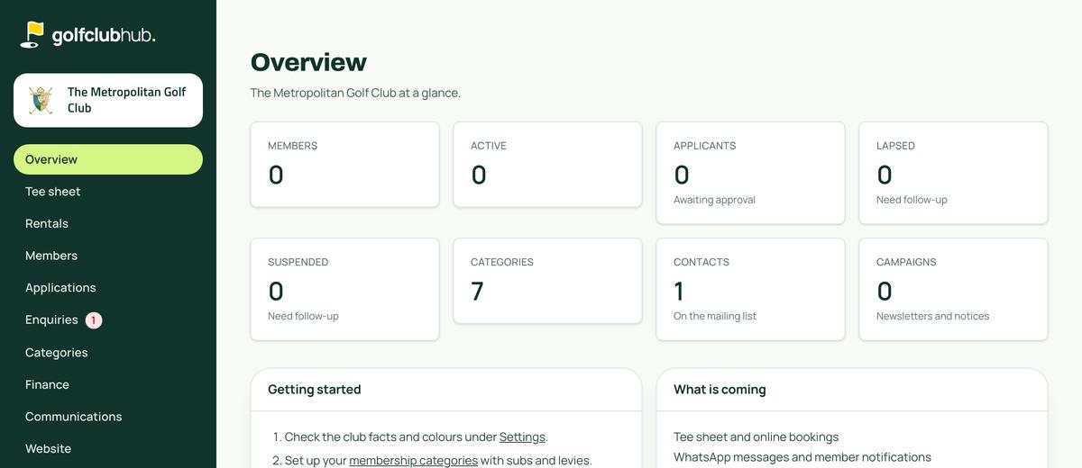 Ivano's Club Hub: the full menu and the club overview